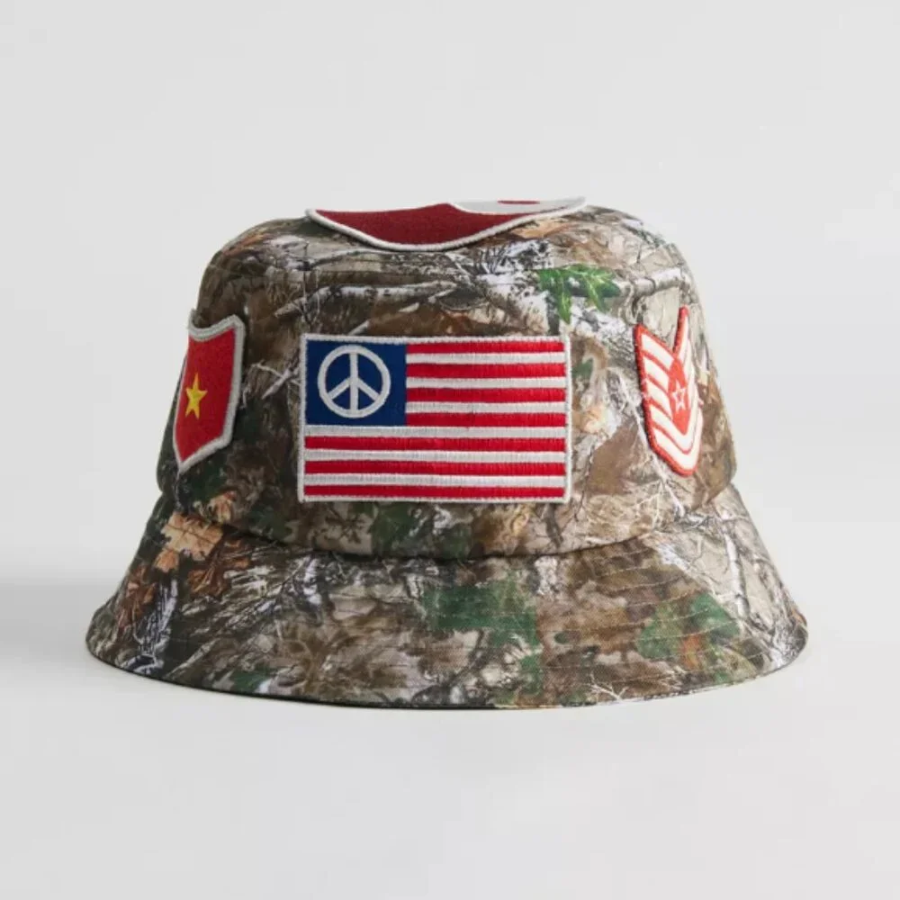 NWT New Tree Camo Patch Bucket Hat Military Army One Size Flags Short Brim